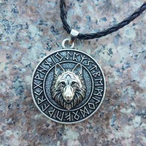 pendentif loup vikings argent cordon