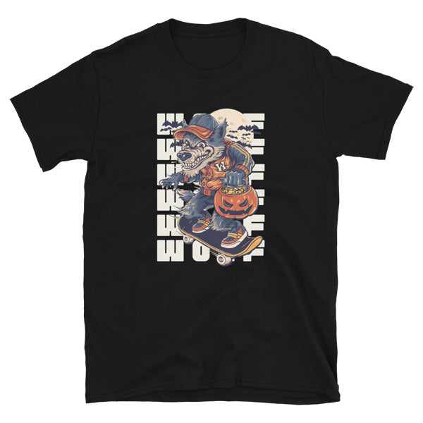 T-shirt imprimé loup skateur noir