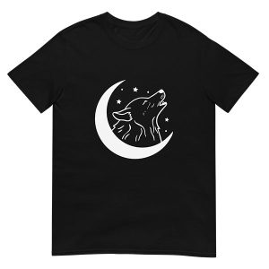 T-shirt loup cri lunaire noir