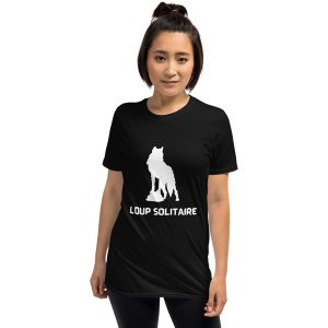 T-shirt loup solitaire noir femme