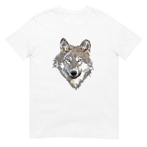 T-shirt tête de loup regard perçant blanc
